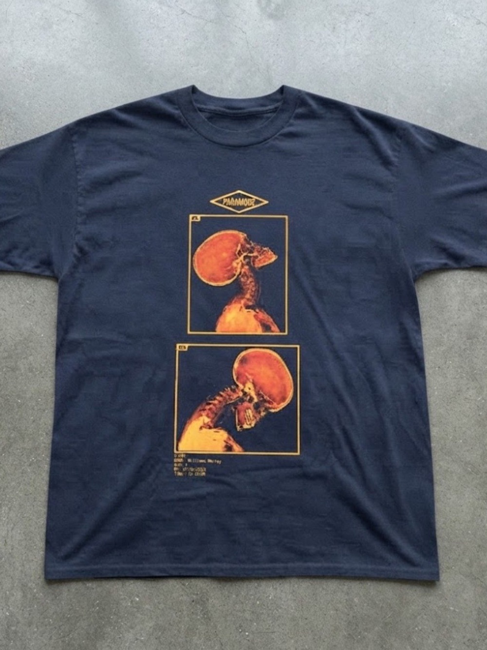Paramore Band Skull X-Ray Panels Graphic Navy Blue Gildan T-shirt